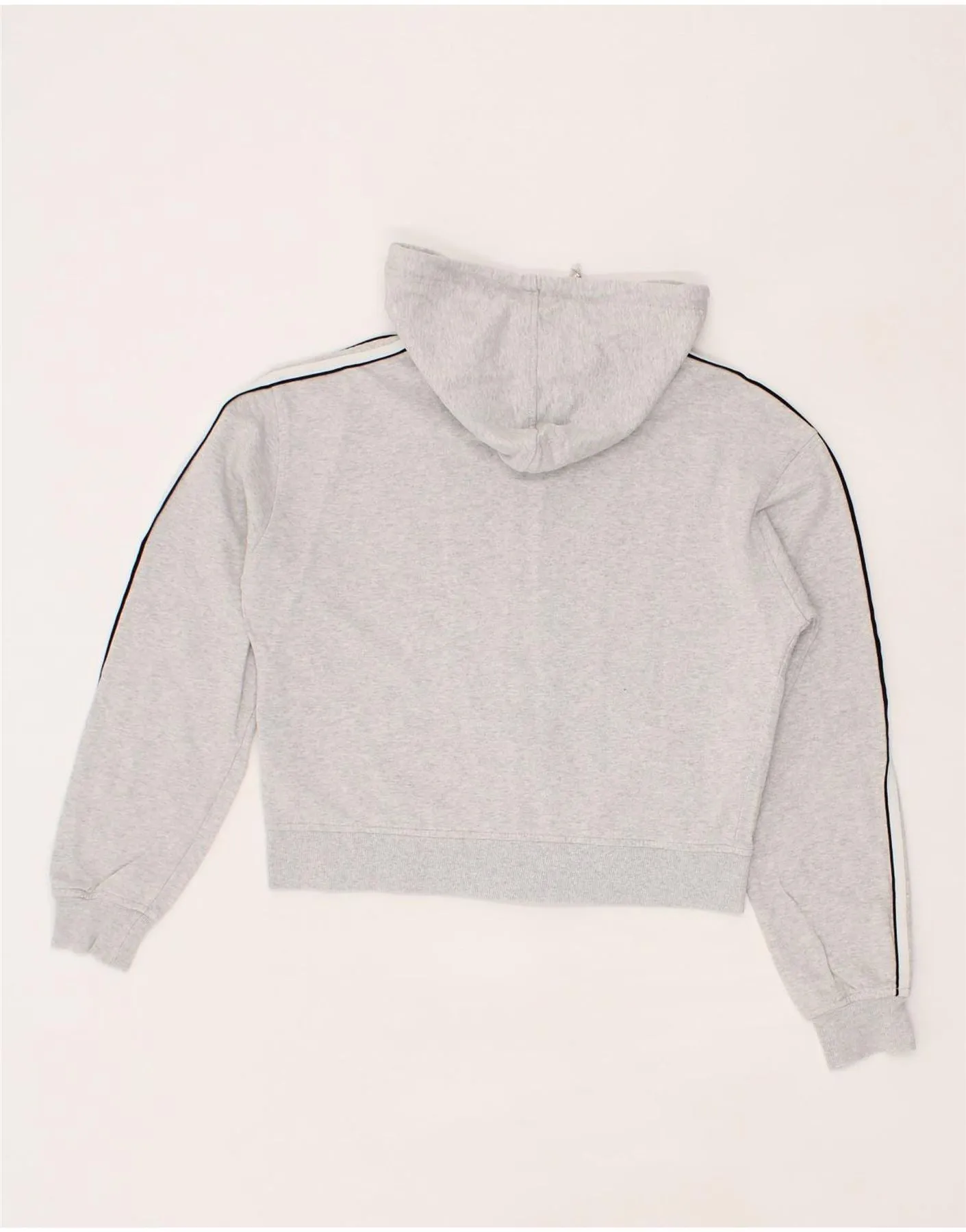 ADIDAS Womens Crop Oversized Zip Hoodie Sweater UK 10 Small Grey Cotton