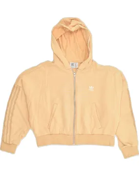 ADIDAS Womens Oversized Crop Zip Hoodie Sweater UK 12 Medium  Yellow