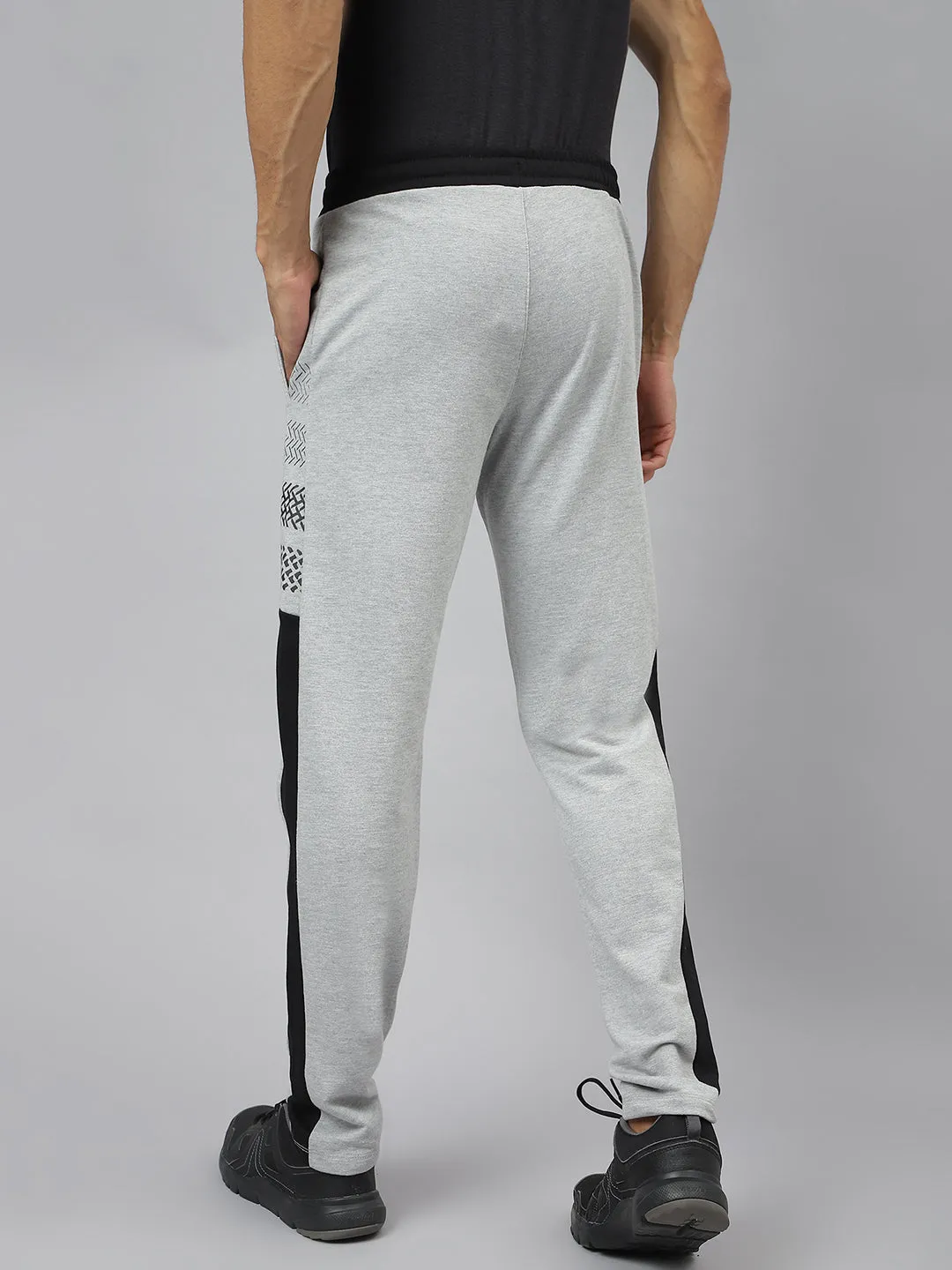 Alcis Men Graphic-Print Light Grey Melange Soft-Touch Track Pants