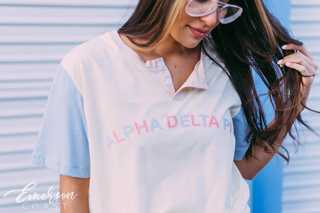 Alpha Delta Pi Retro PR Colorblock Henley