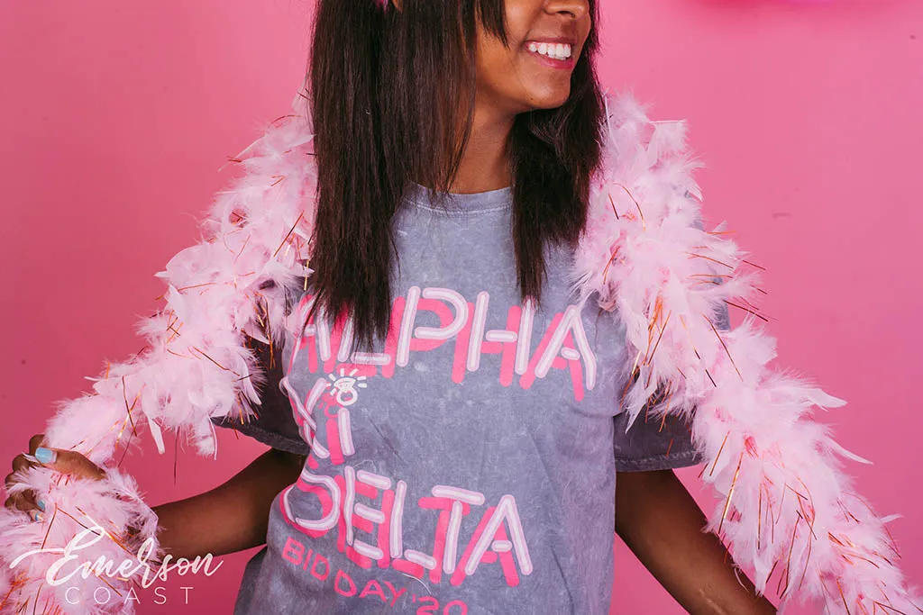 Alpha Xi Delta Barbie Bid Day Mineral Wash Tshirt