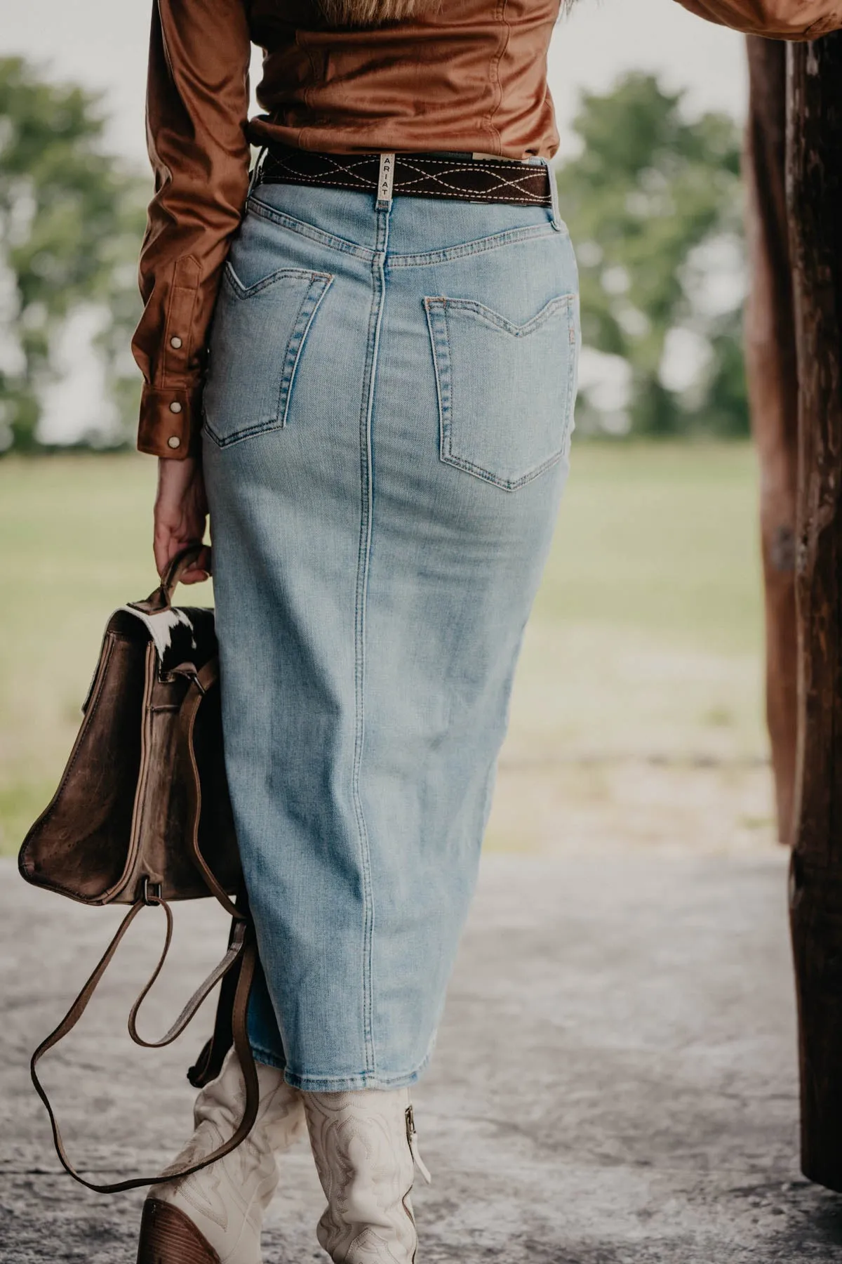 'Amber' Ariat Denim Midi Skirt (25-34)