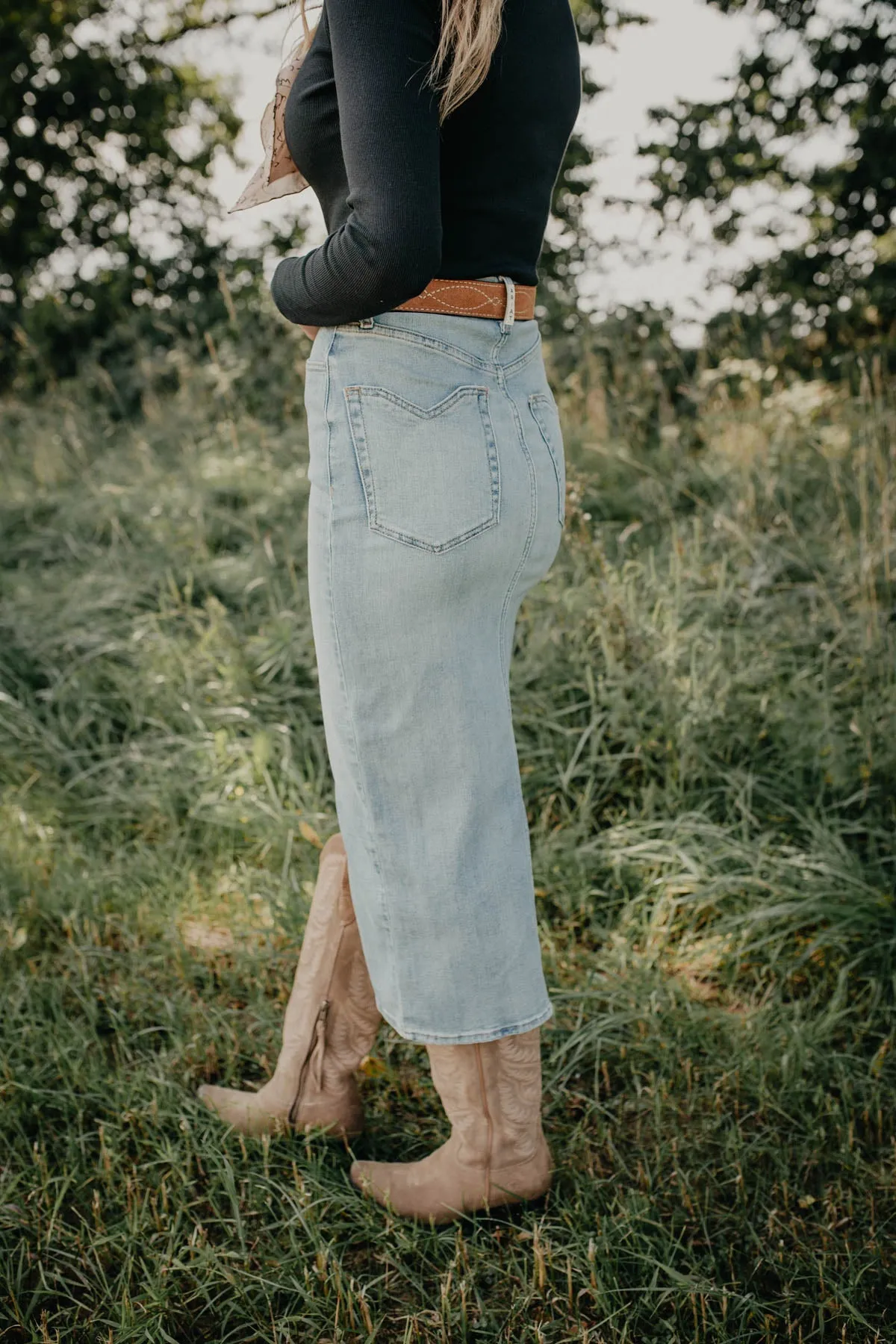 'Amber' Ariat Denim Midi Skirt (25-34)