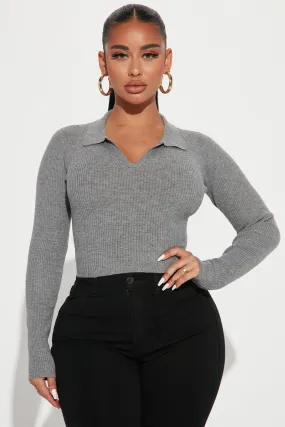 Amber Crop Sweater - Heather Grey