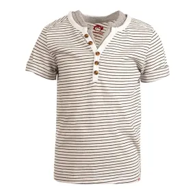 Appaman Hilltop Henley Black & White Stripe Short Sleeve Shirt