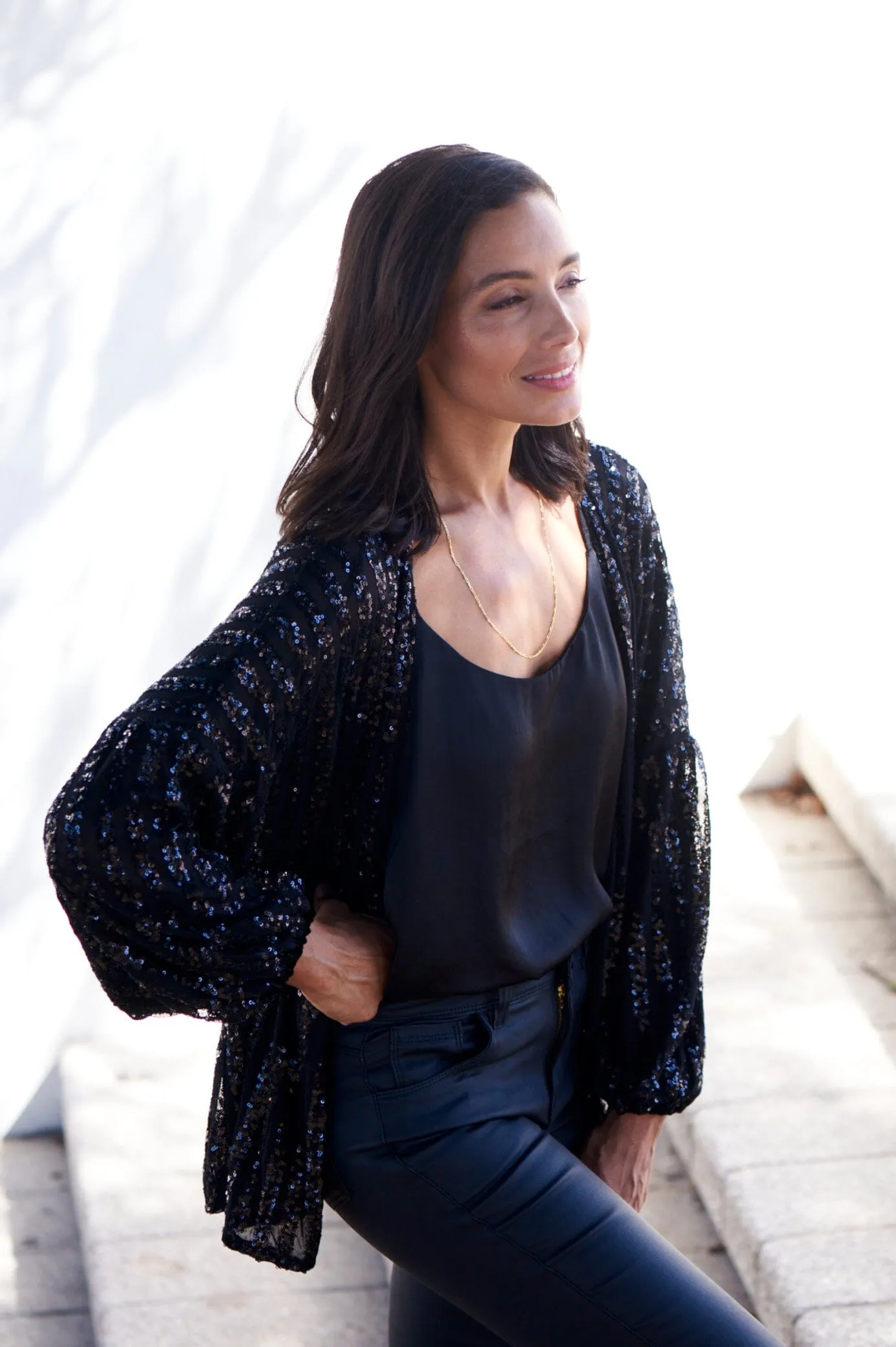 Aria Cape Black with Sequins