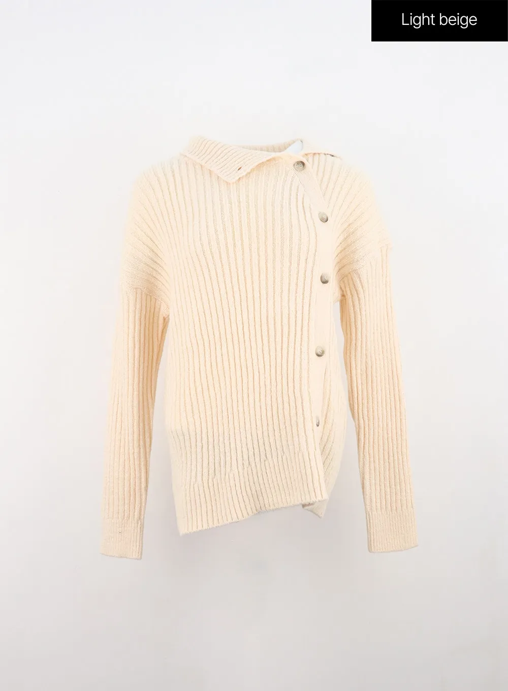 Asymmetric Button Knit Sweater IN308