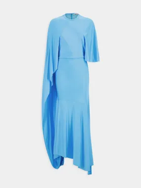 Asymmetric Cape Maxi Dress