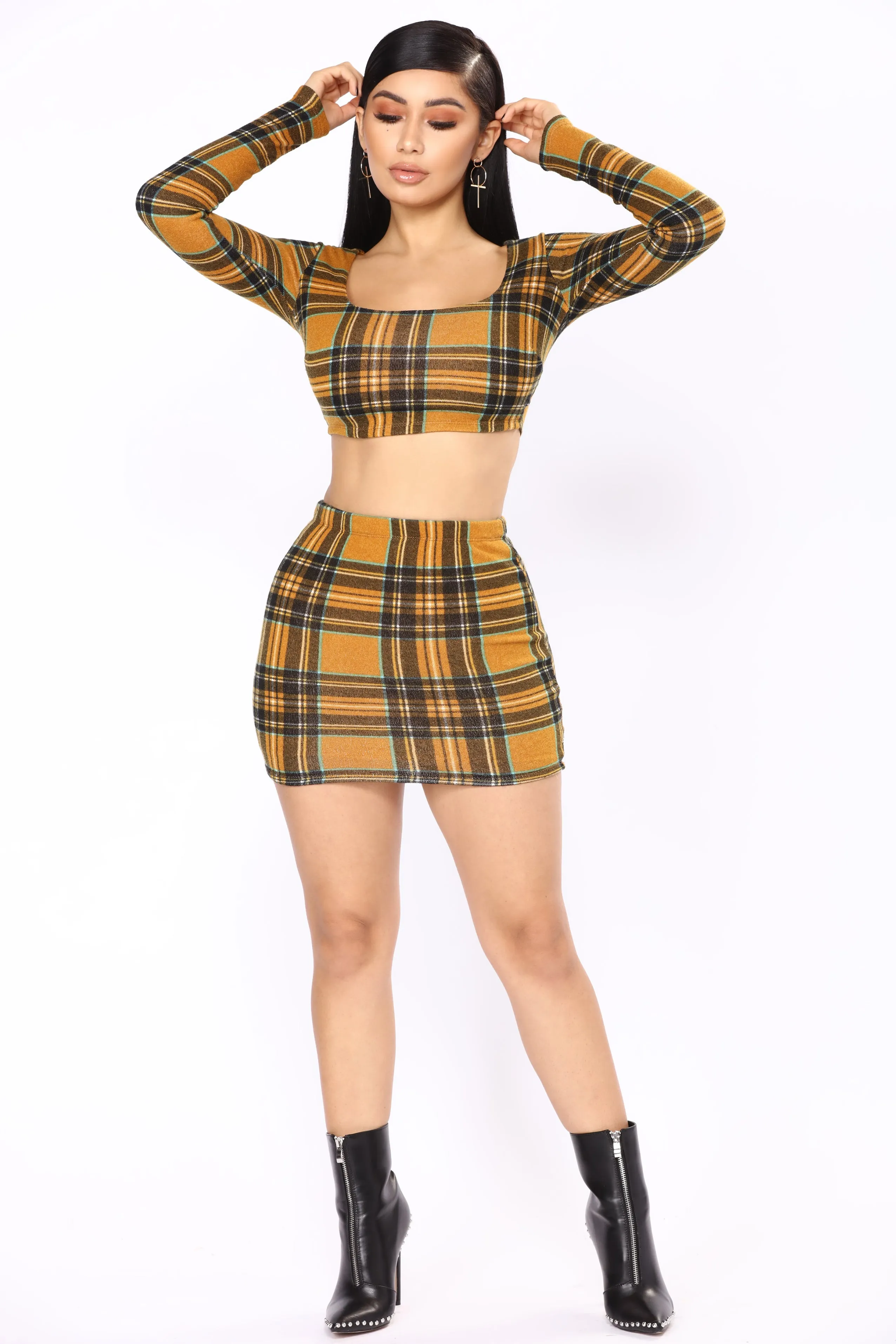 Attendance Skirt Set - Mustard/Multi