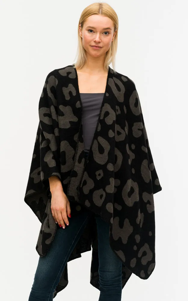 BAAP7626 Animal Print Cape Shawl