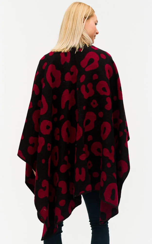 BAAP7626 Animal Print Cape Shawl