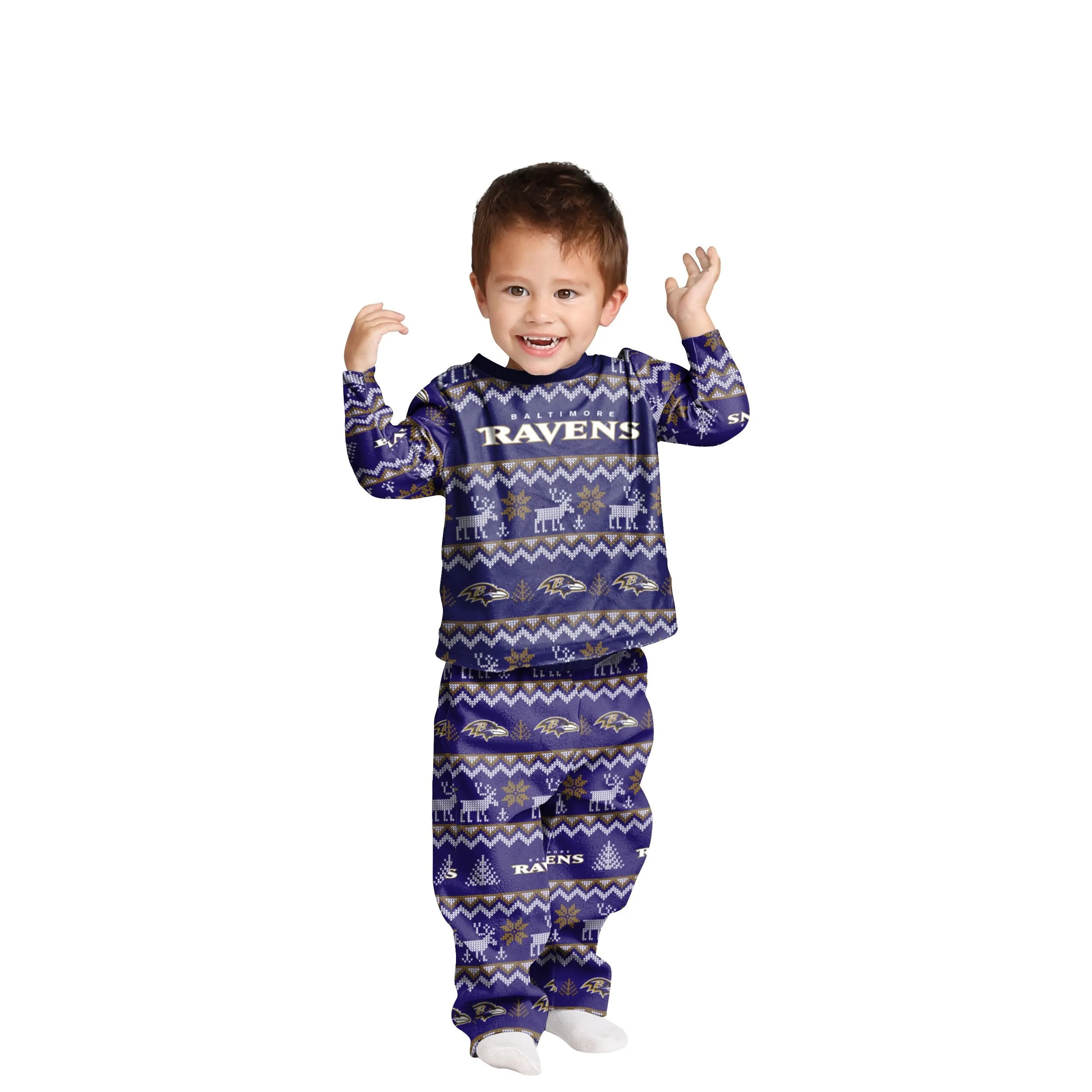 Baltimore Ravens NFL Ugly Pattern Family Holiday Pajamas