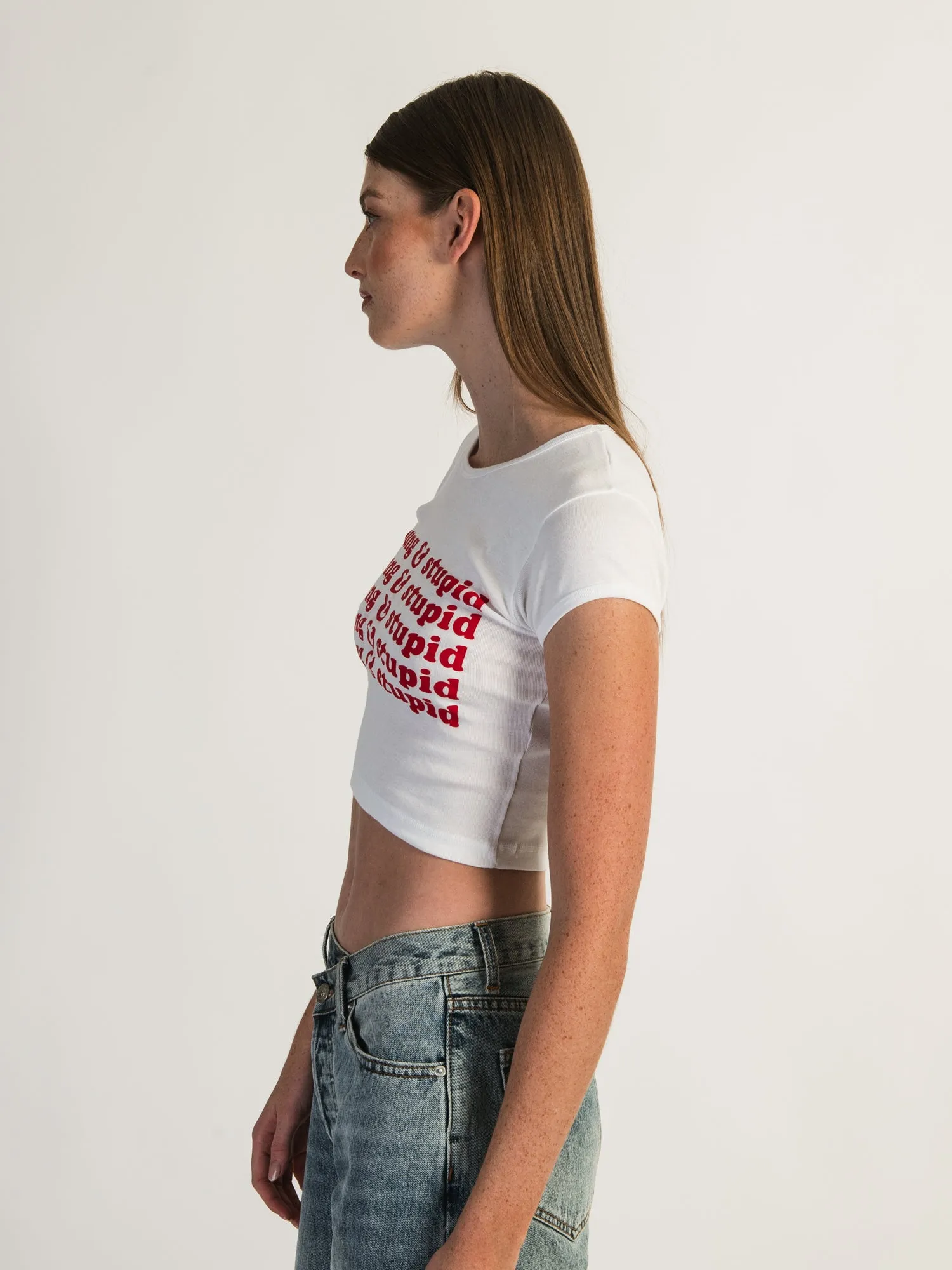 BARSTOOL SPORTS YOUNG & STUPID CROPPED T-SHIRT