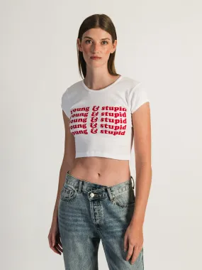 BARSTOOL SPORTS YOUNG & STUPID CROPPED T-SHIRT