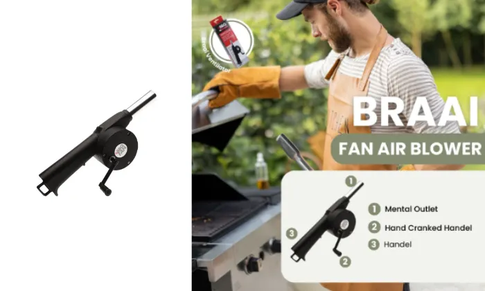 BBQ Fan Black Colour With PP Silver Mouth