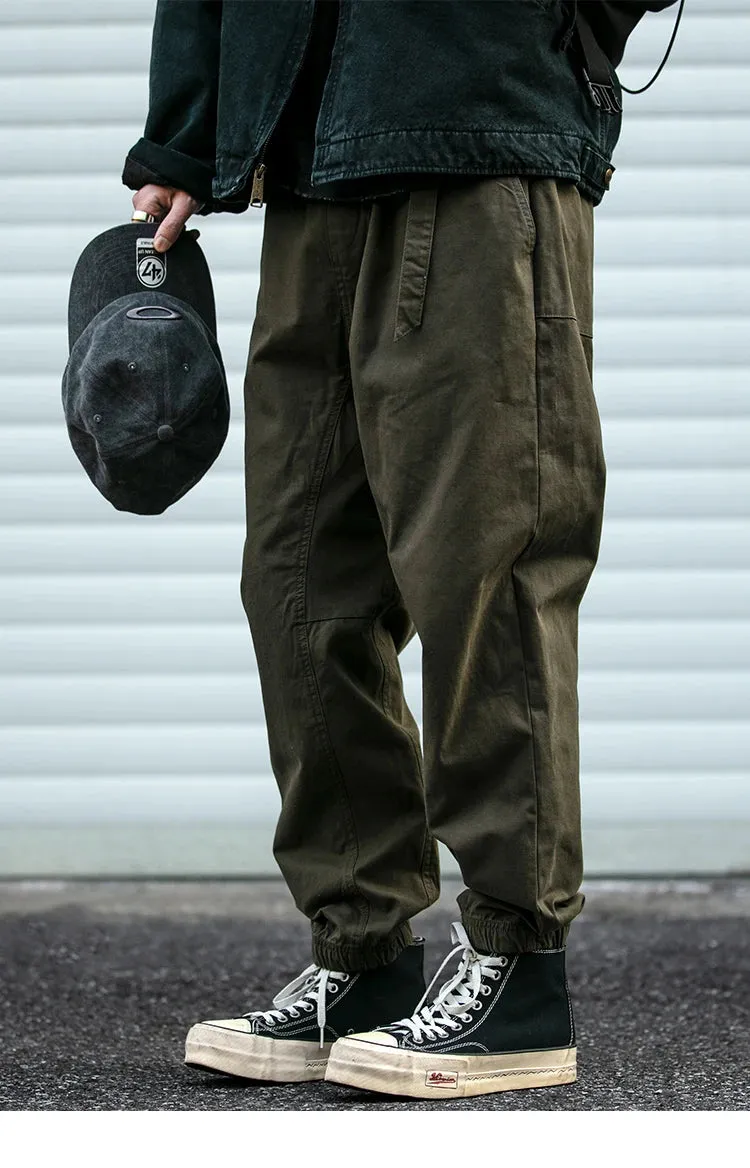 Belted Woven Utility Joggers