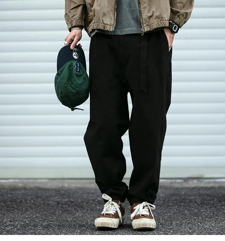 Belted Woven Utility Joggers