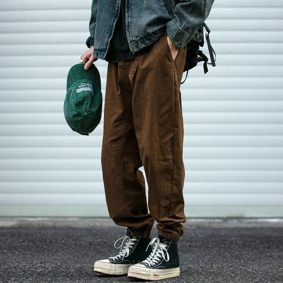 Belted Woven Utility Joggers