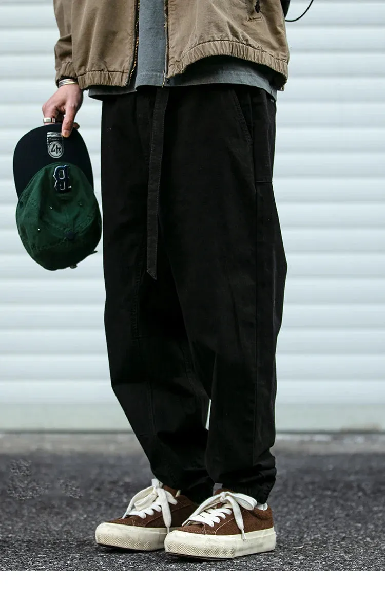 Belted Woven Utility Joggers