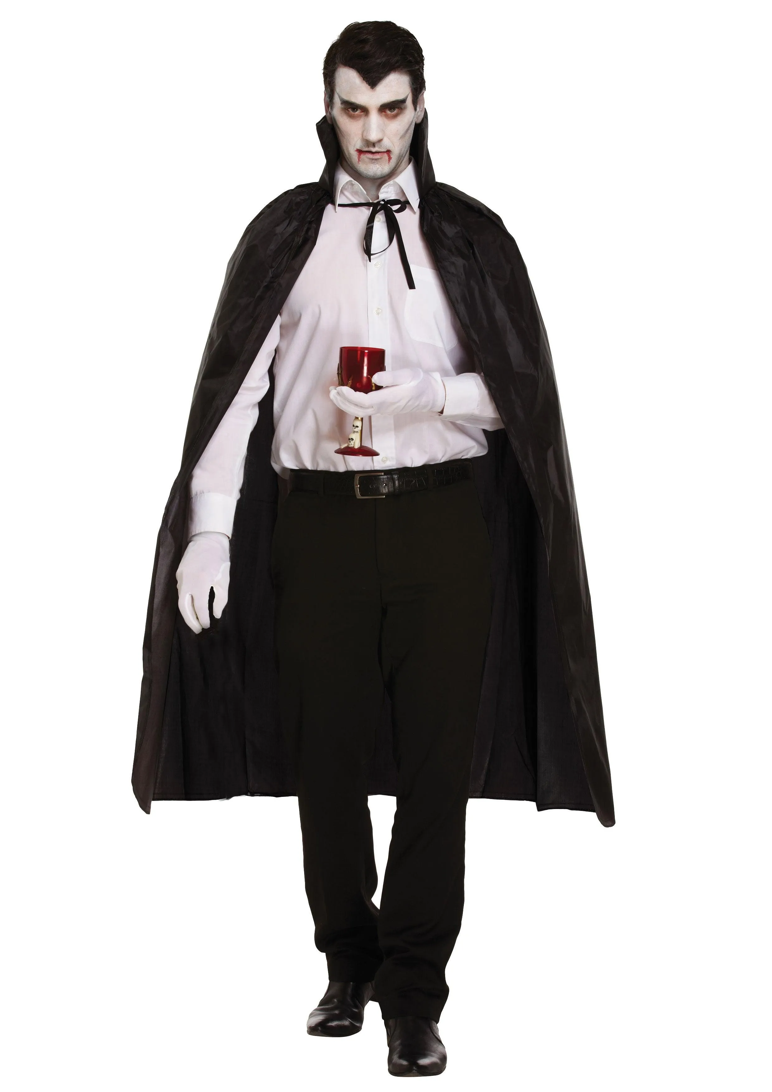 Black Dracula Cape with Collar Scream Bleeding Mask Halloween Scary Dracula Fancy Dress Costume