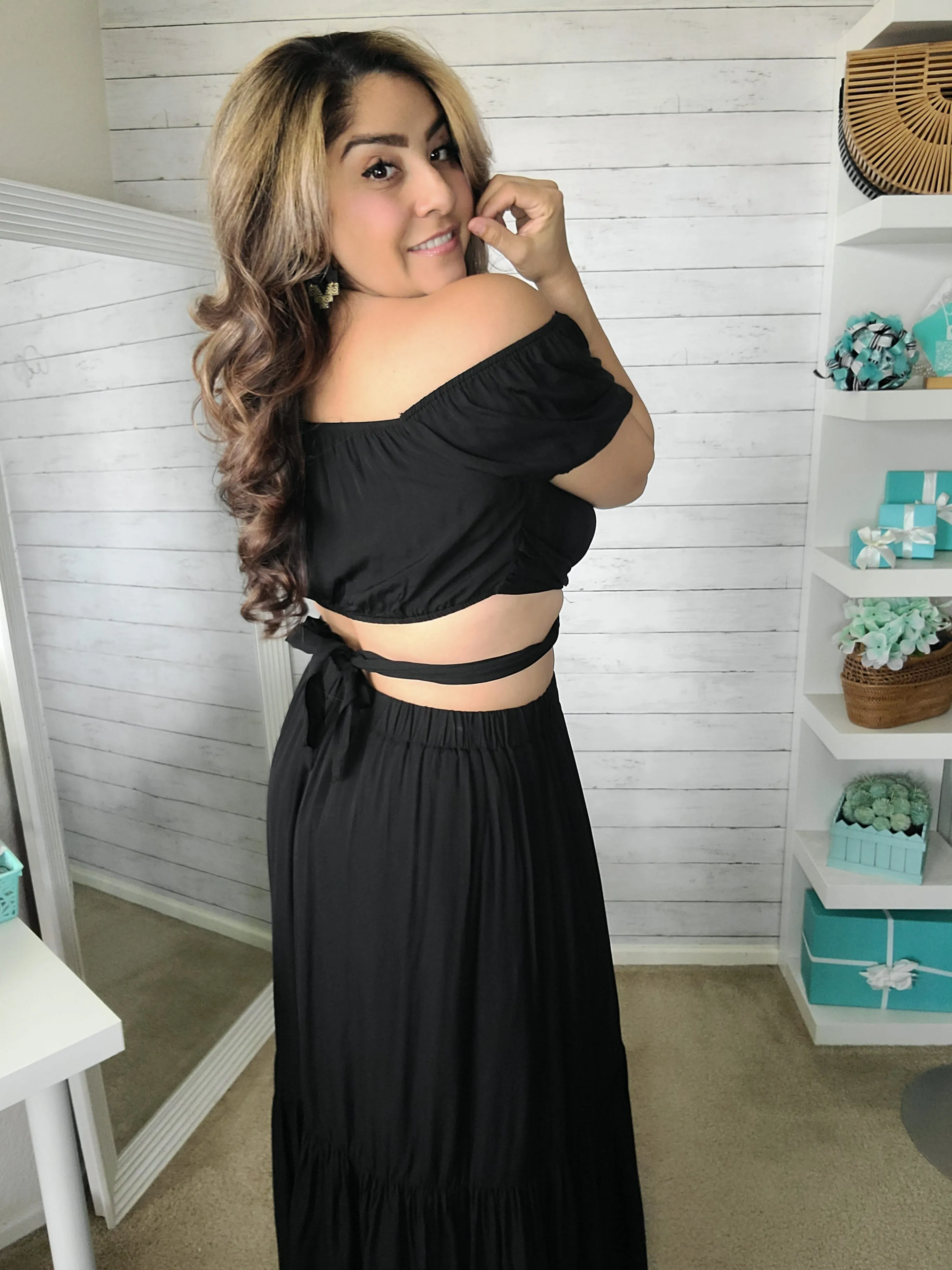 Black Top & Skirt Set