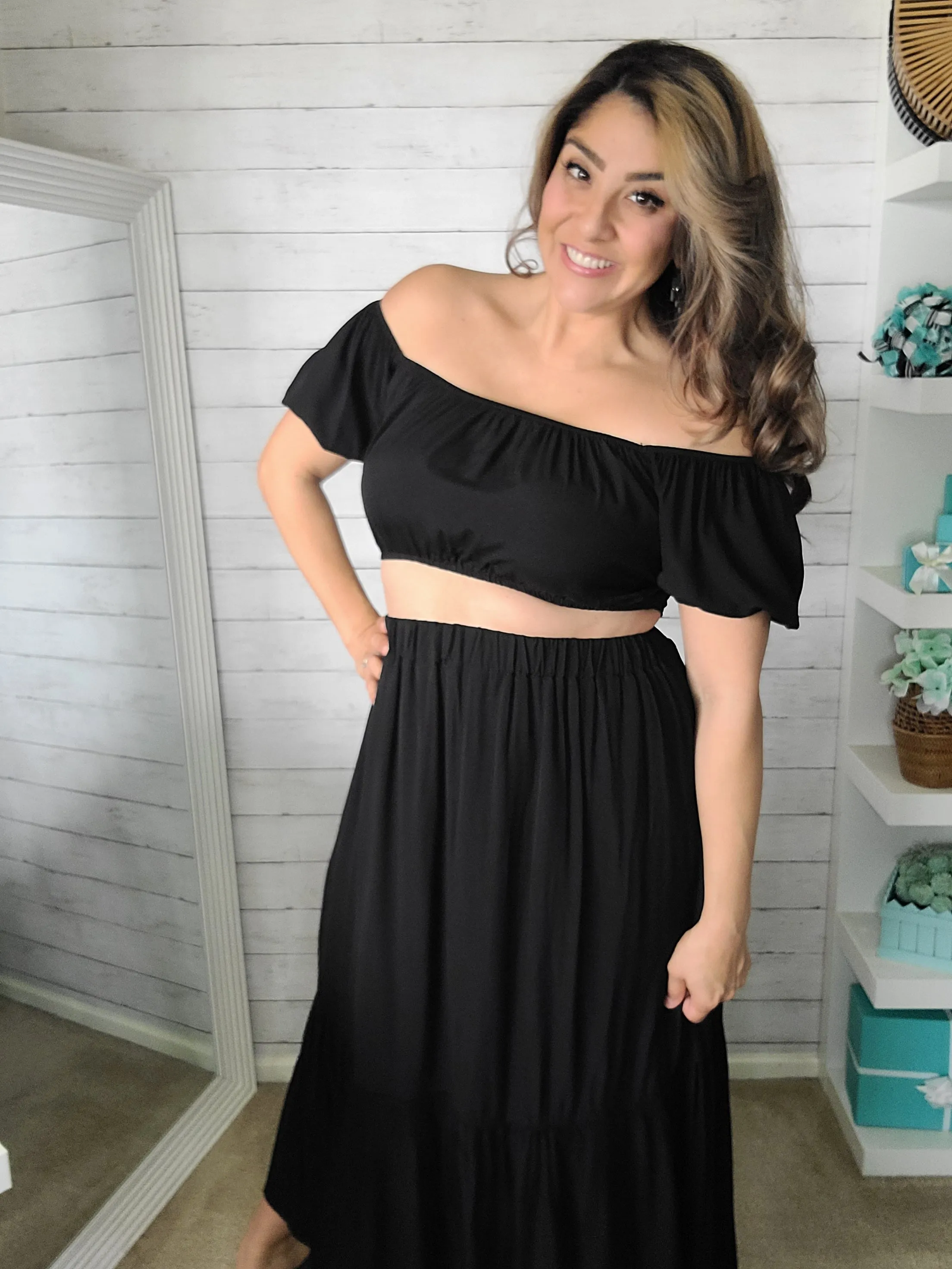 Black Top & Skirt Set