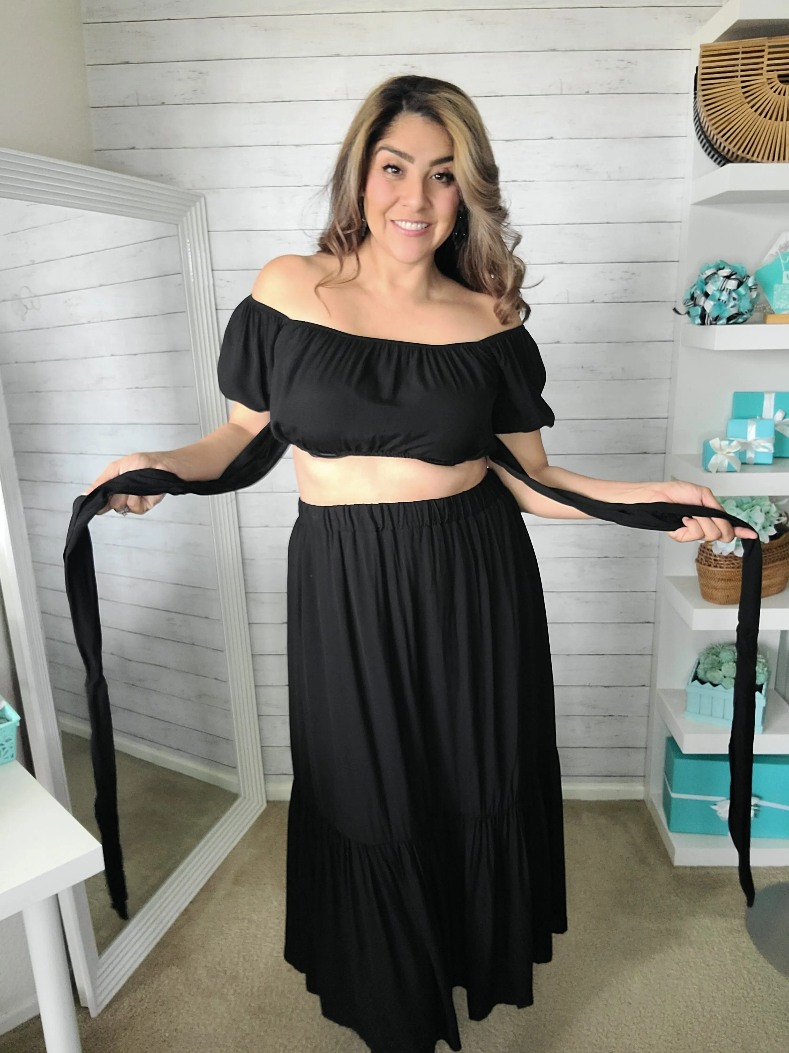 Black Top & Skirt Set