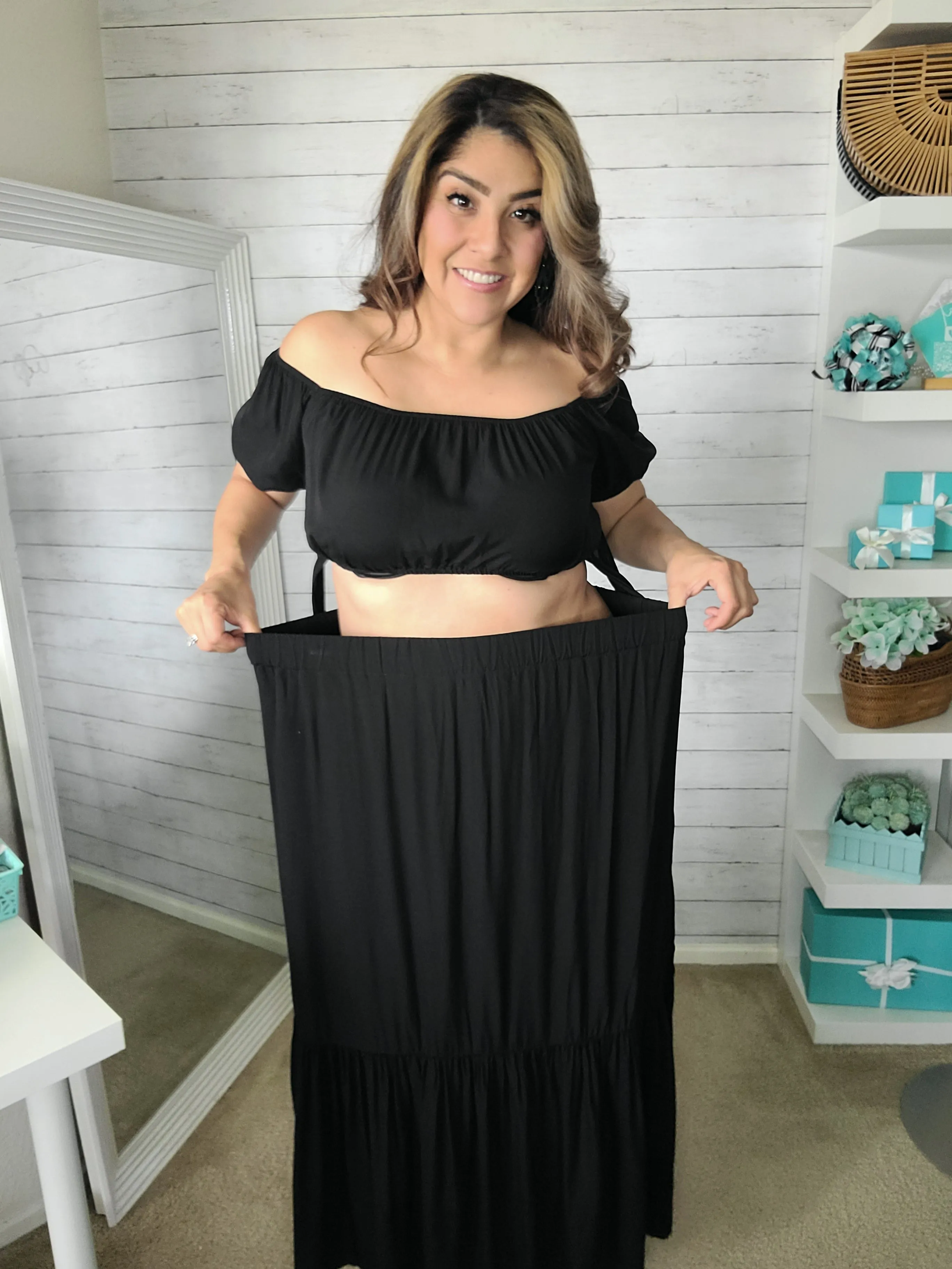 Black Top & Skirt Set