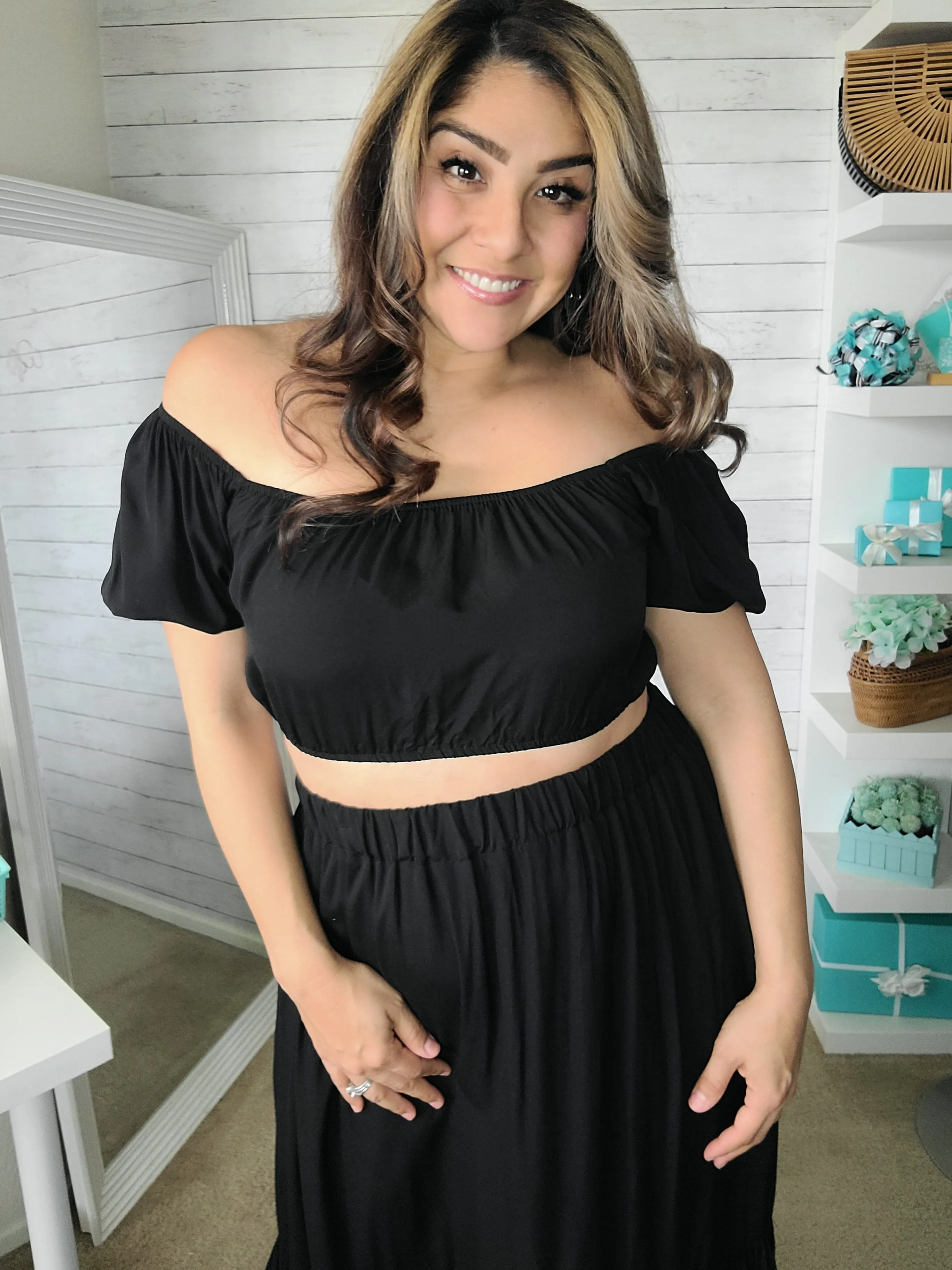 Black Top & Skirt Set