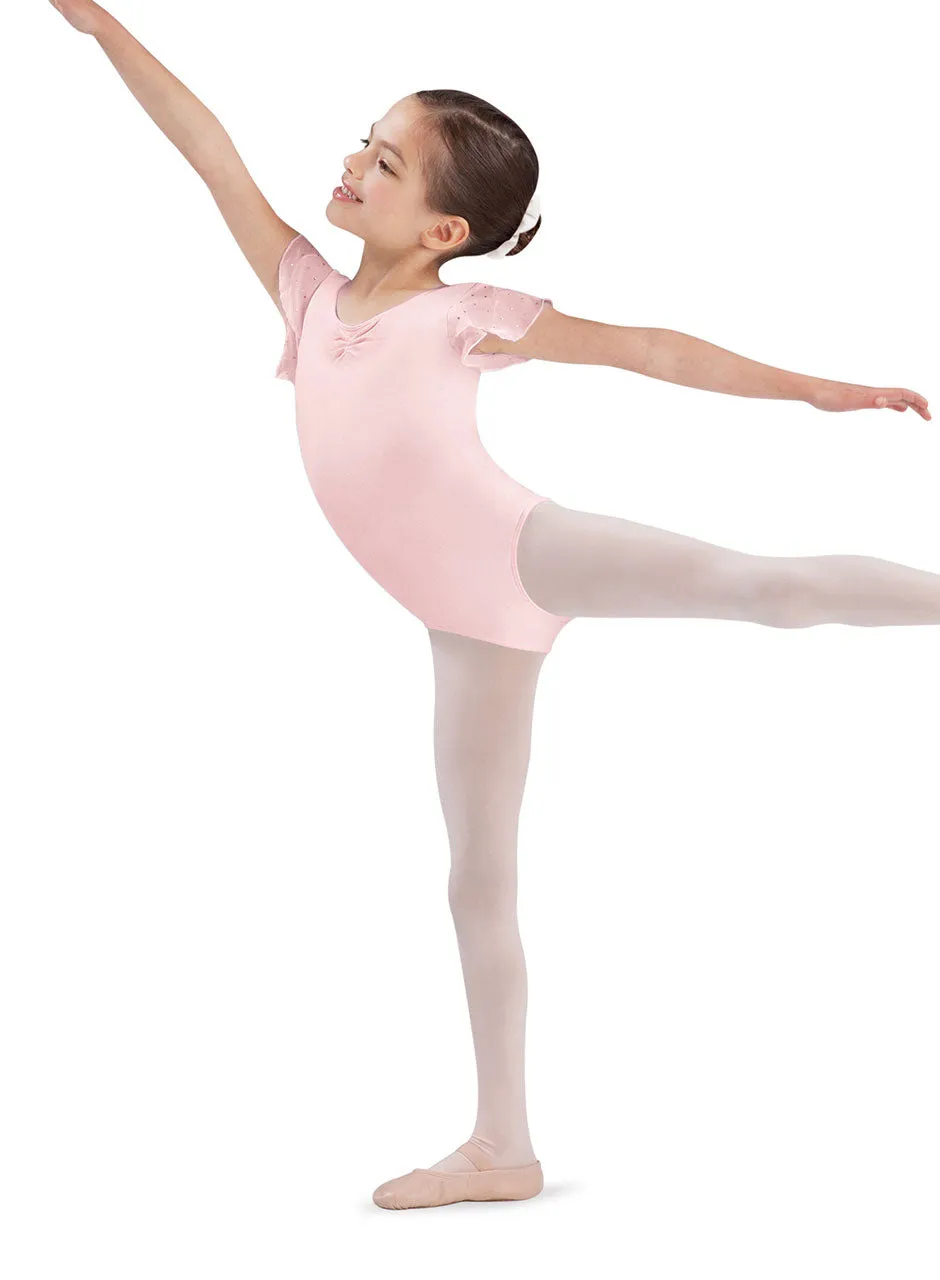 BLOCH GIRLS GEORGETTE SEQUIN SLEEVE LEOTARD