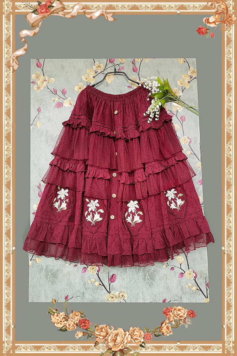 Blooming Lily ~ Country Style Cotton Lolita Top & Skirt Set by Infanta