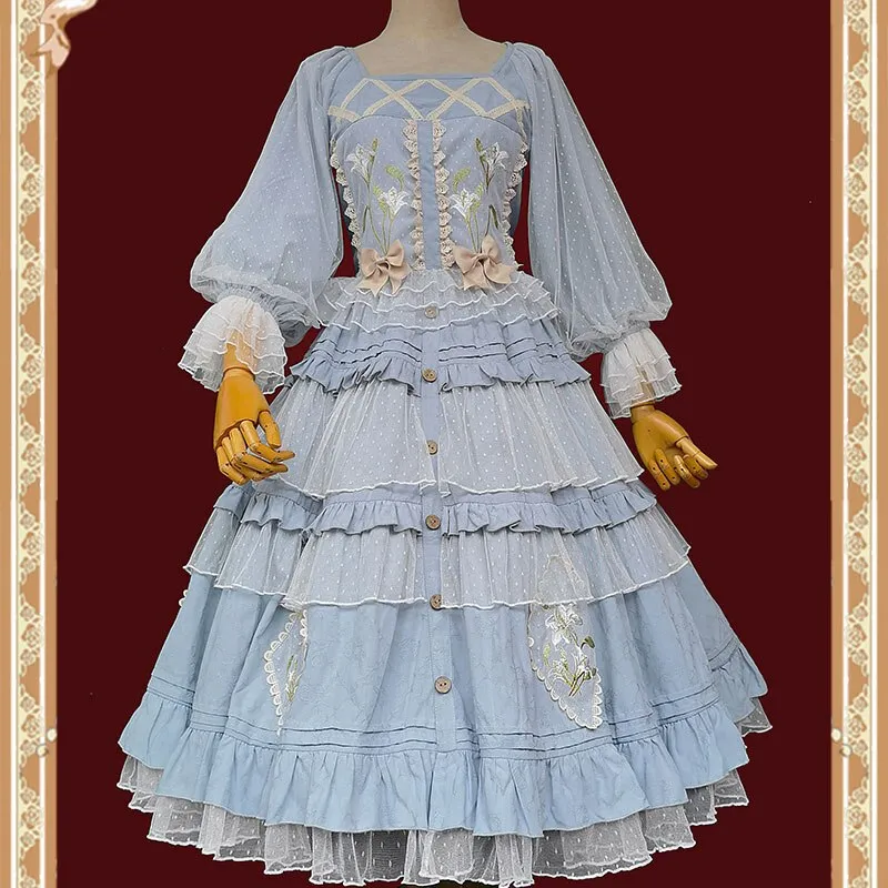 Blooming Lily ~ Country Style Cotton Lolita Top & Skirt Set by Infanta