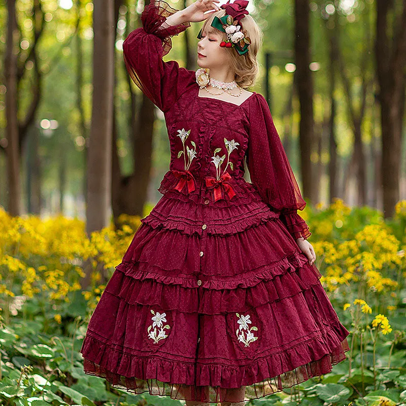 Blooming Lily ~ Country Style Cotton Lolita Top & Skirt Set by Infanta