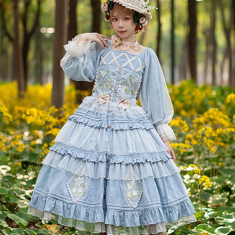 Blooming Lily ~ Country Style Cotton Lolita Top & Skirt Set by Infanta