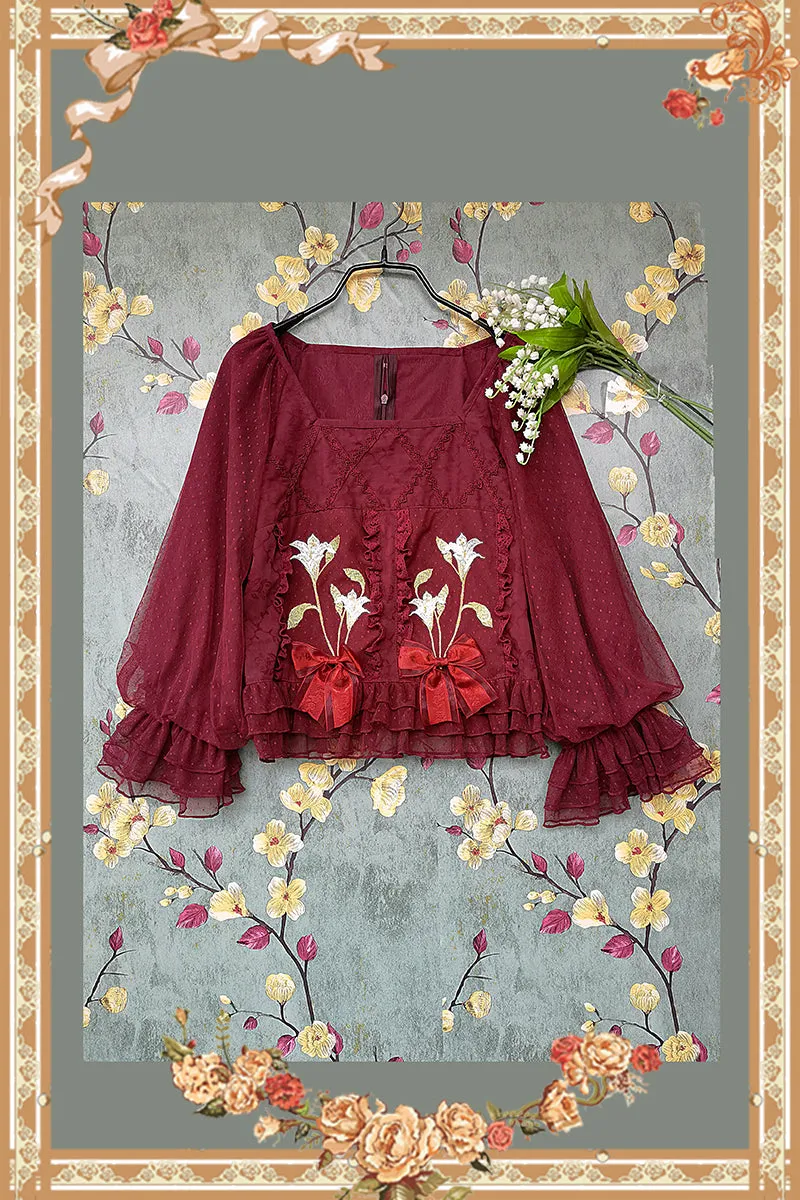 Blooming Lily ~ Country Style Cotton Lolita Top & Skirt Set by Infanta