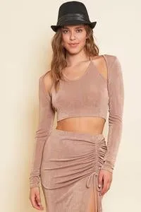 Bohemian Two Piece Taupe Maxi Dress Set