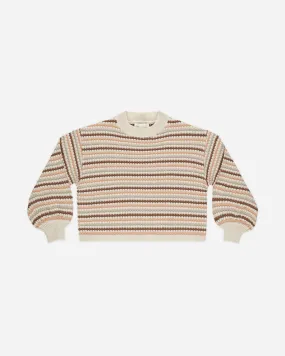 Boxy Crop Sweater || Honeycomb Stripe