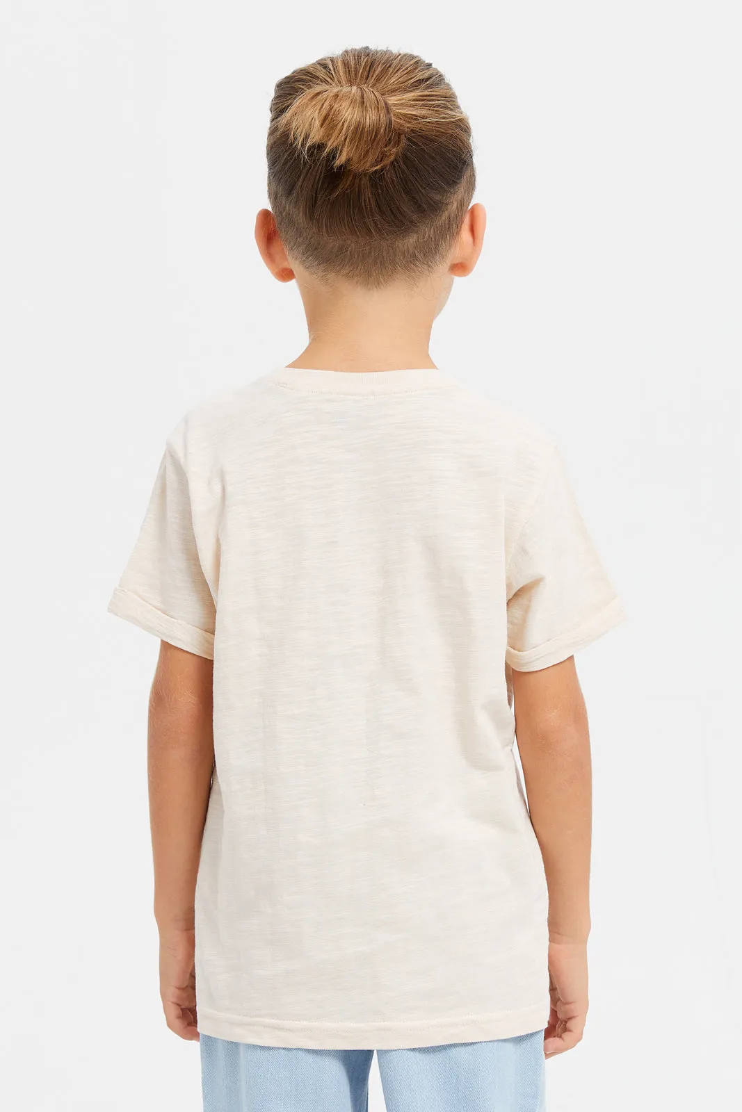 Boys Beige Henley T-Shirt