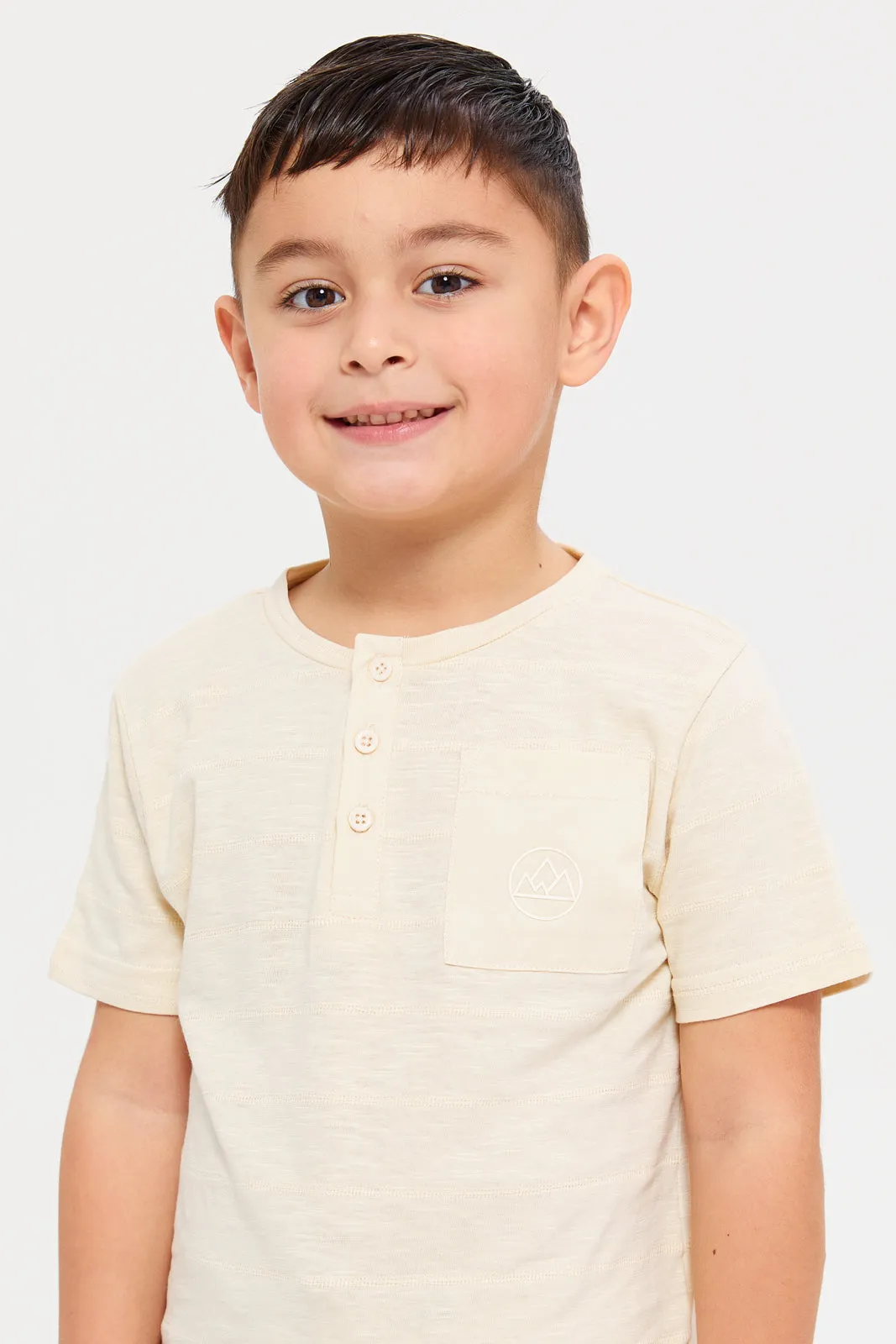 Boys Beige Jacquard T-Shirt