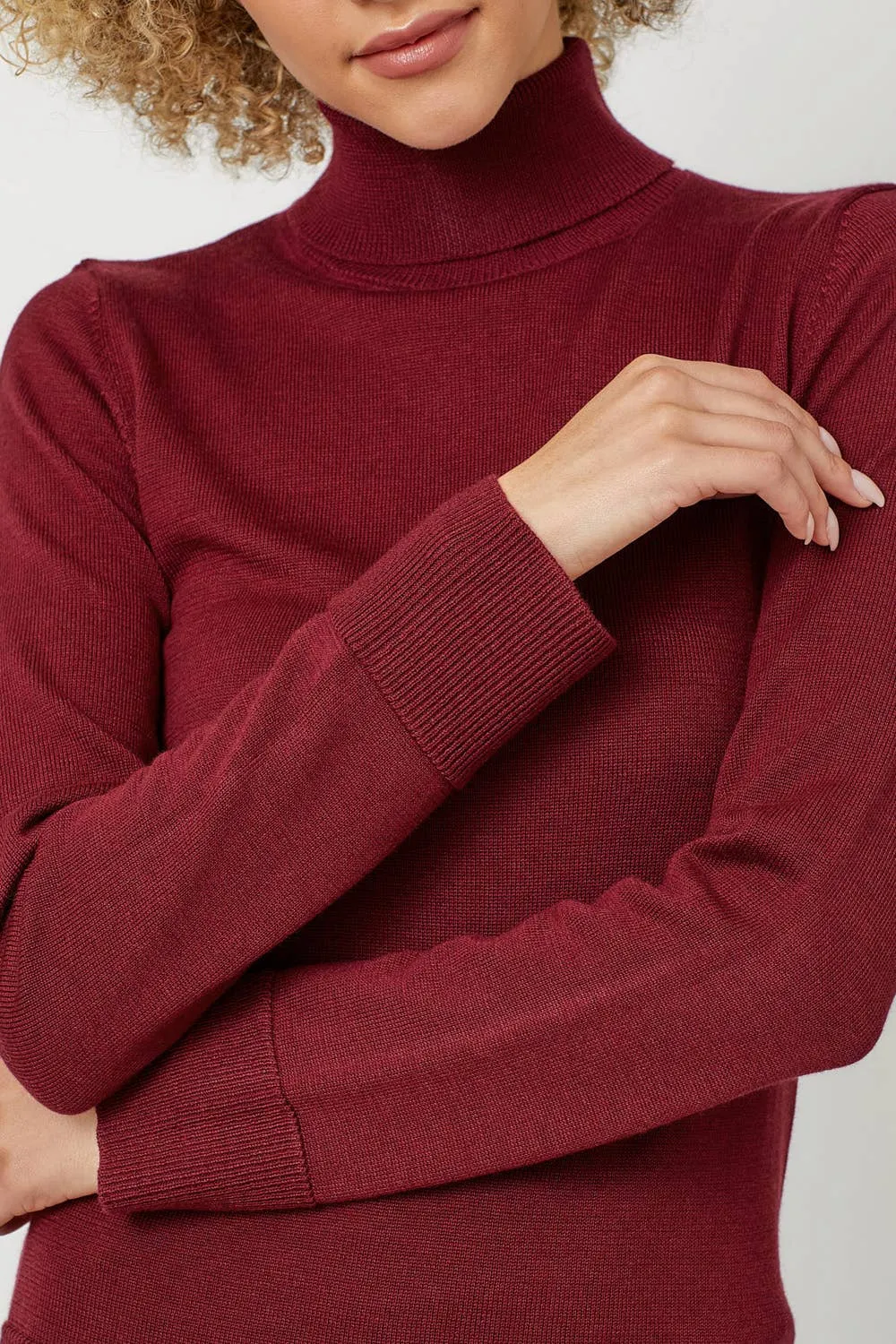 Burgundy Cashmere Turtleneck Sweater