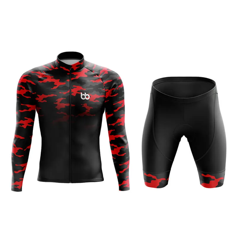 Camouflage Neck Aero Cycling Kit (V3) (Red-Black)