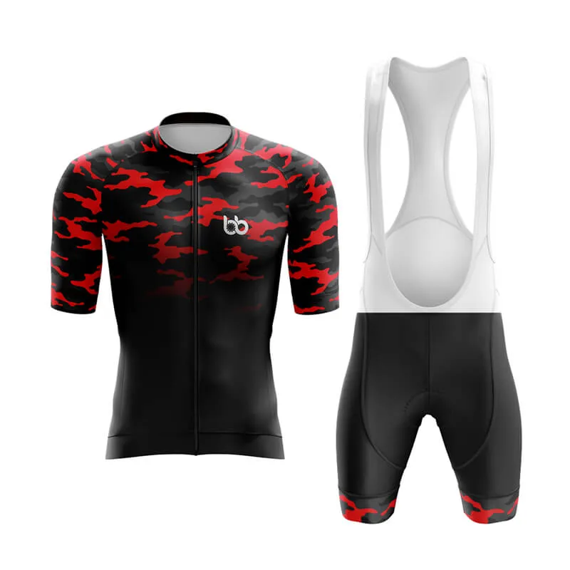 Camouflage Neck Aero Cycling Kit (V3) (Red-Black)