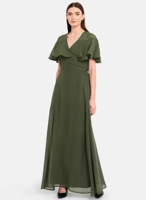 Cape Sleeves Maxi Dress