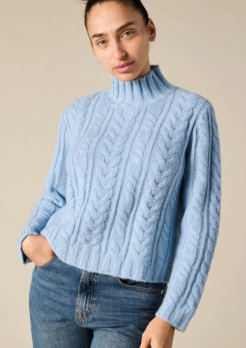 Cashmere Lauren Cable knit in Stonewash (low stock)