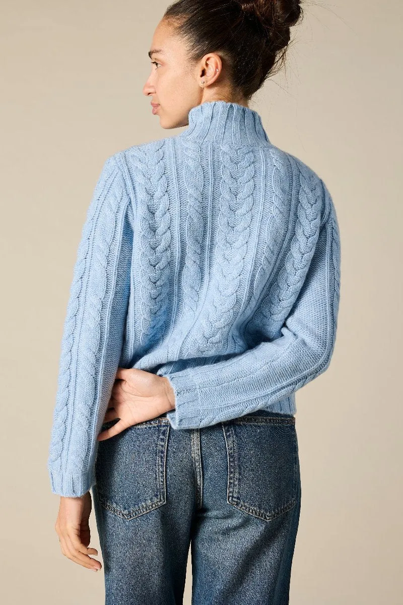 Cashmere Lauren Cable knit in Stonewash (low stock)