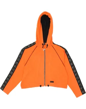 CHAMPION Womens Oversized Crop Zip Hoodie Sweater UK 10 Small Orange