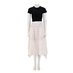 Chanel Ecru Lace Knit A-Line Skirt FR 40