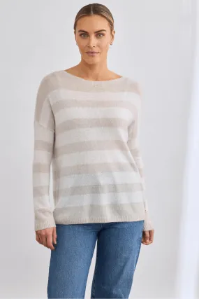 CHARLY STRIPED SWEATER ALABASTER/IVORY