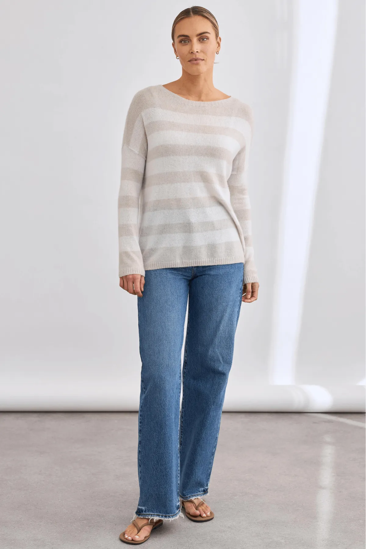 CHARLY STRIPED SWEATER ALABASTER/IVORY