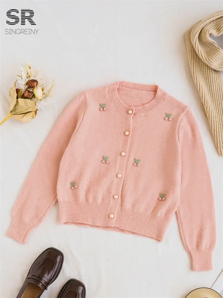 Cherry Beading Design Sweater